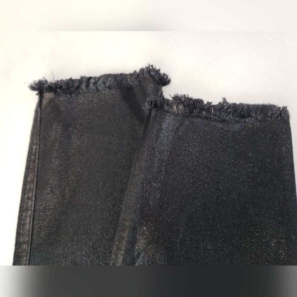 FREE PEOPLE NWT cropped black shiny denim - Picture 6 of 11